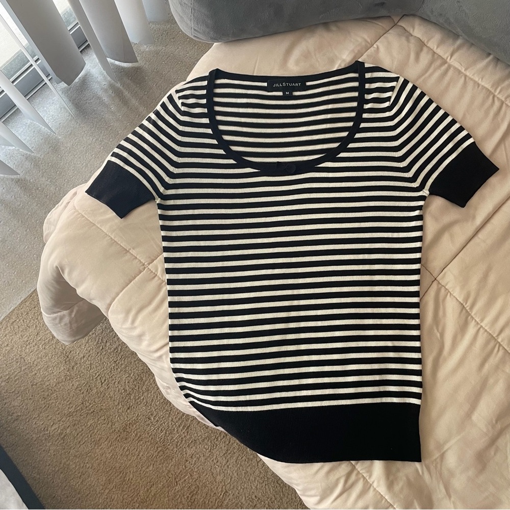 Jill Stuart Black and White Striped Top